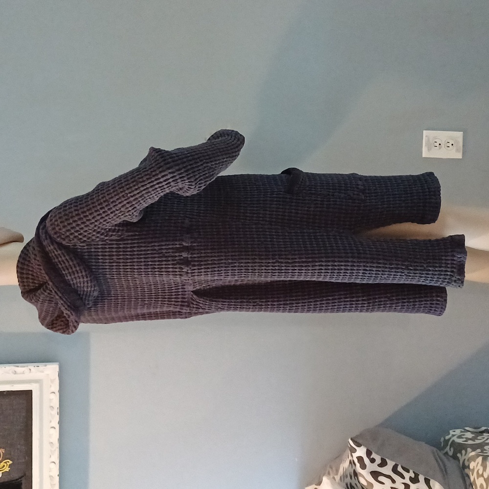 Mododoc Navy Waffle Hoodie Cardigan Los Angeles L